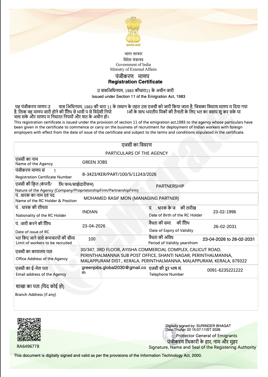 Government Registration Certificate